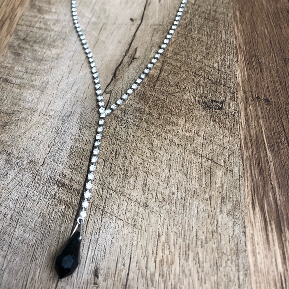 Dainty black and CZ necklace - Picture 2 of 4